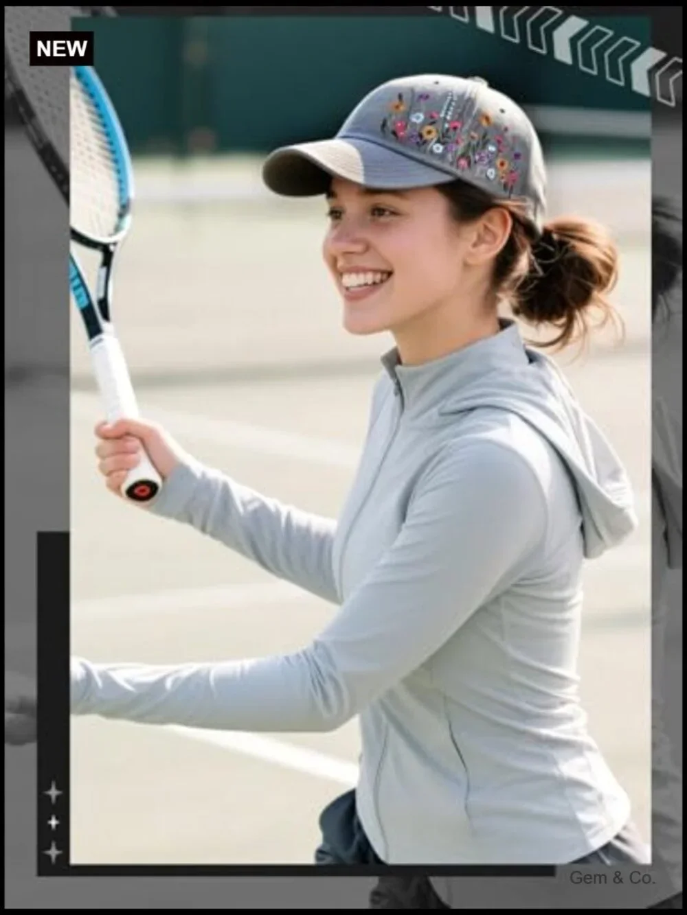 Adjustable Floral Embroidered Baseball Cap for Casual Wear Sun Protection